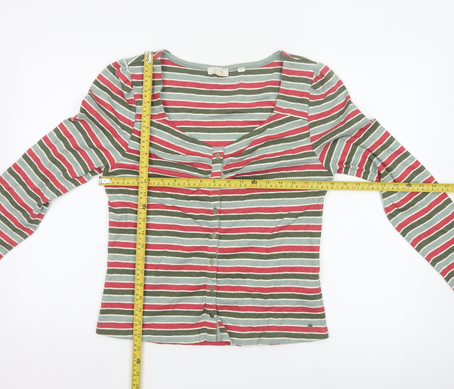 Fat Face Women’s Multicoloured Striped Button-Up Top Size 14 Cotton Blend