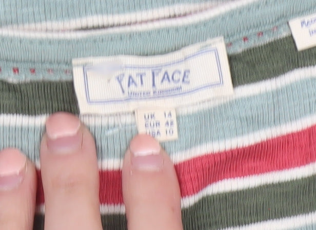 Fat Face Women’s Multicoloured Striped Button-Up Top Size 14 Cotton Blend