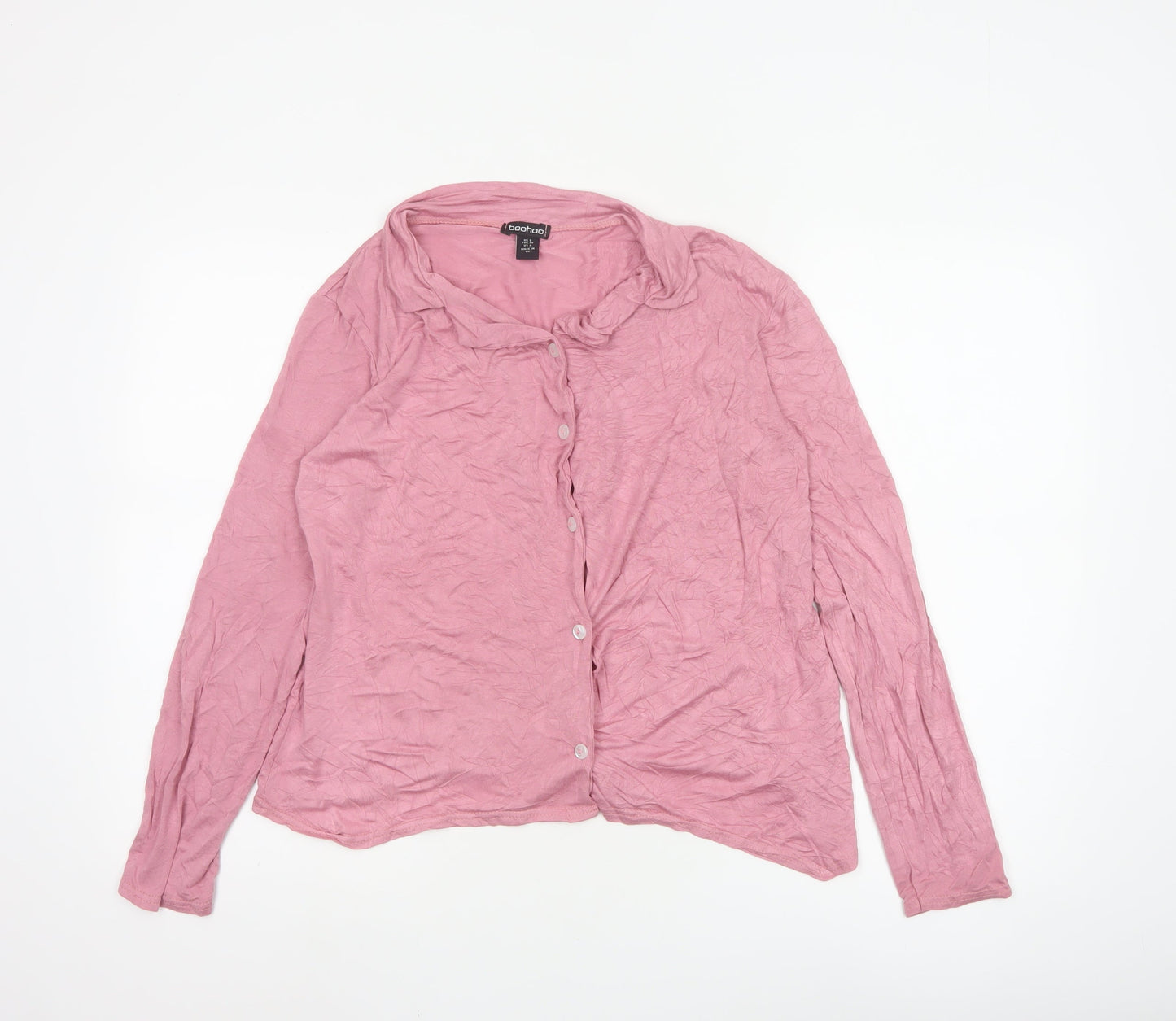 Boohoo Women’s Pink Long Sleeve Button-Up Shirt UK 6