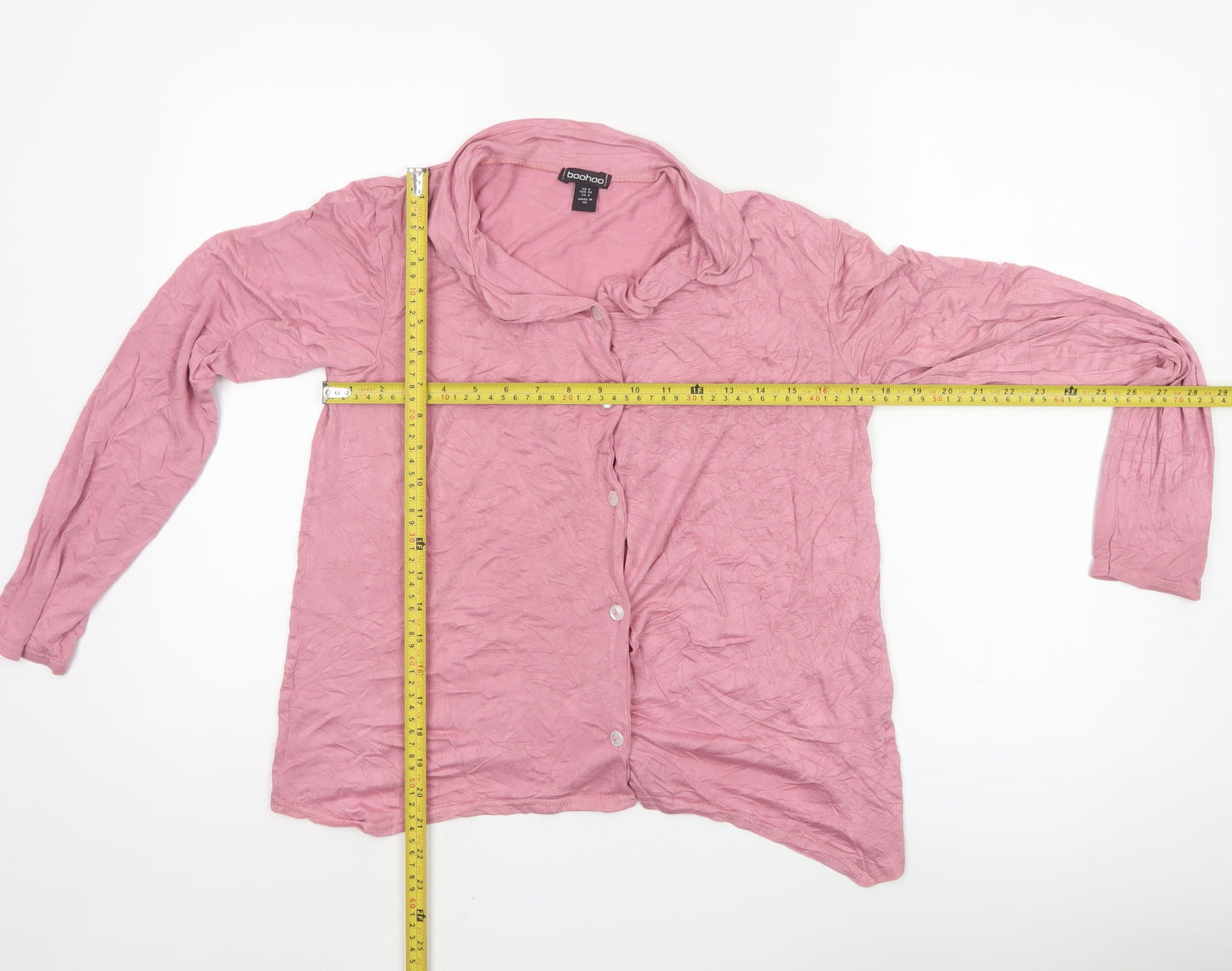 Boohoo Women’s Pink Long Sleeve Button-Up Shirt UK 6