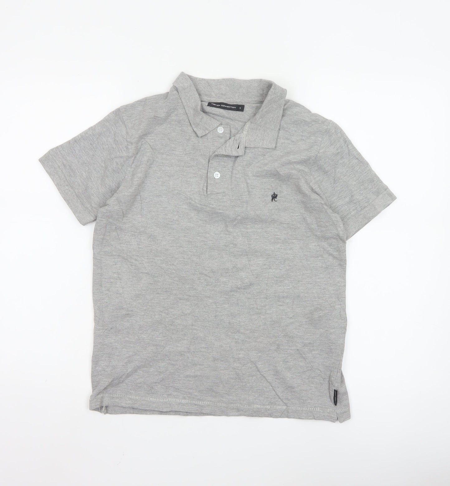 French Connection Women Grey Polo Shirt S Short Sleeve Cotton