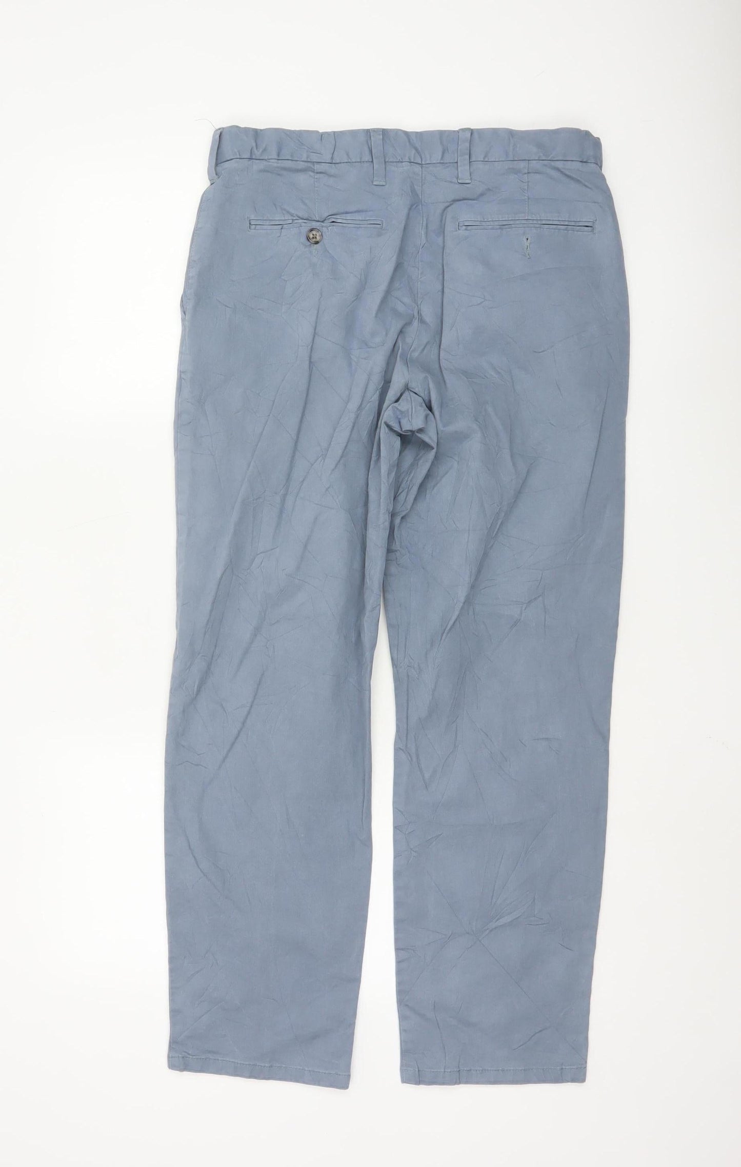 Marks and Spencer Men's Blue Regular Fit Chino Trousers 32x29