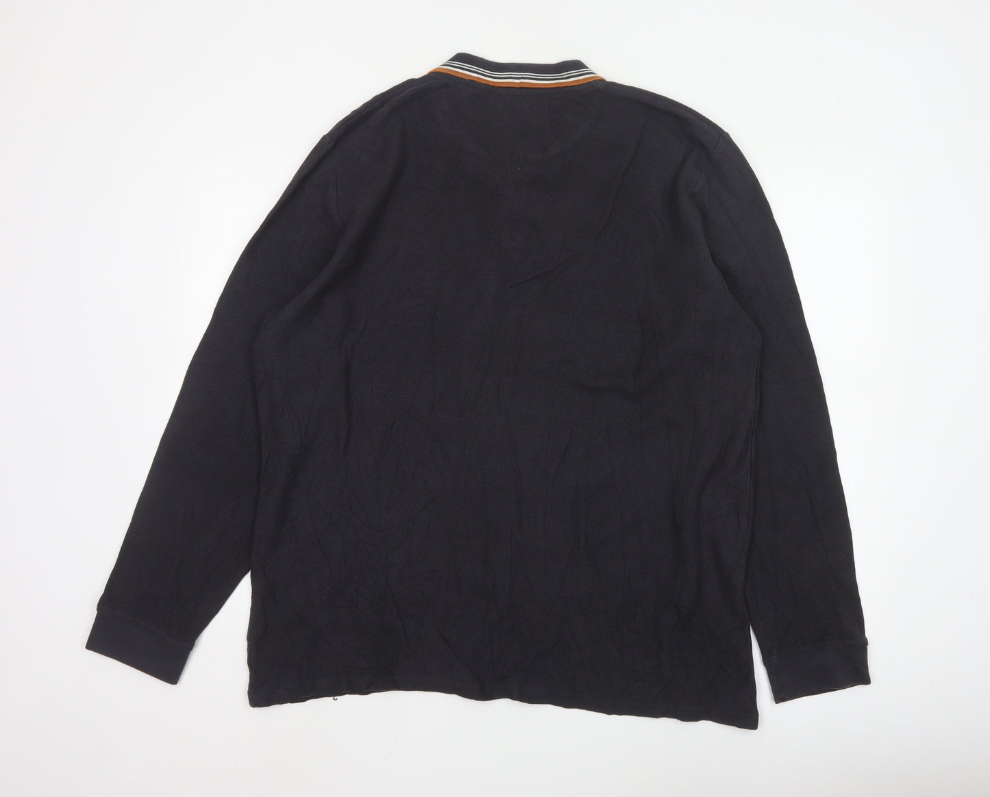 Next Men's Black Long Sleeve Polo Shirt XXL Organic Cotton