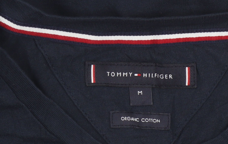 Tommy Hilfiger Men Blue Regular Fit Logo Cotton Crew Neck T-Shirt M