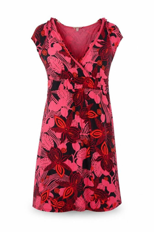 Fat Face Women’s Red Floral Wrap Viscose Stretch Short Sleeve Knee Length Dress Size 8