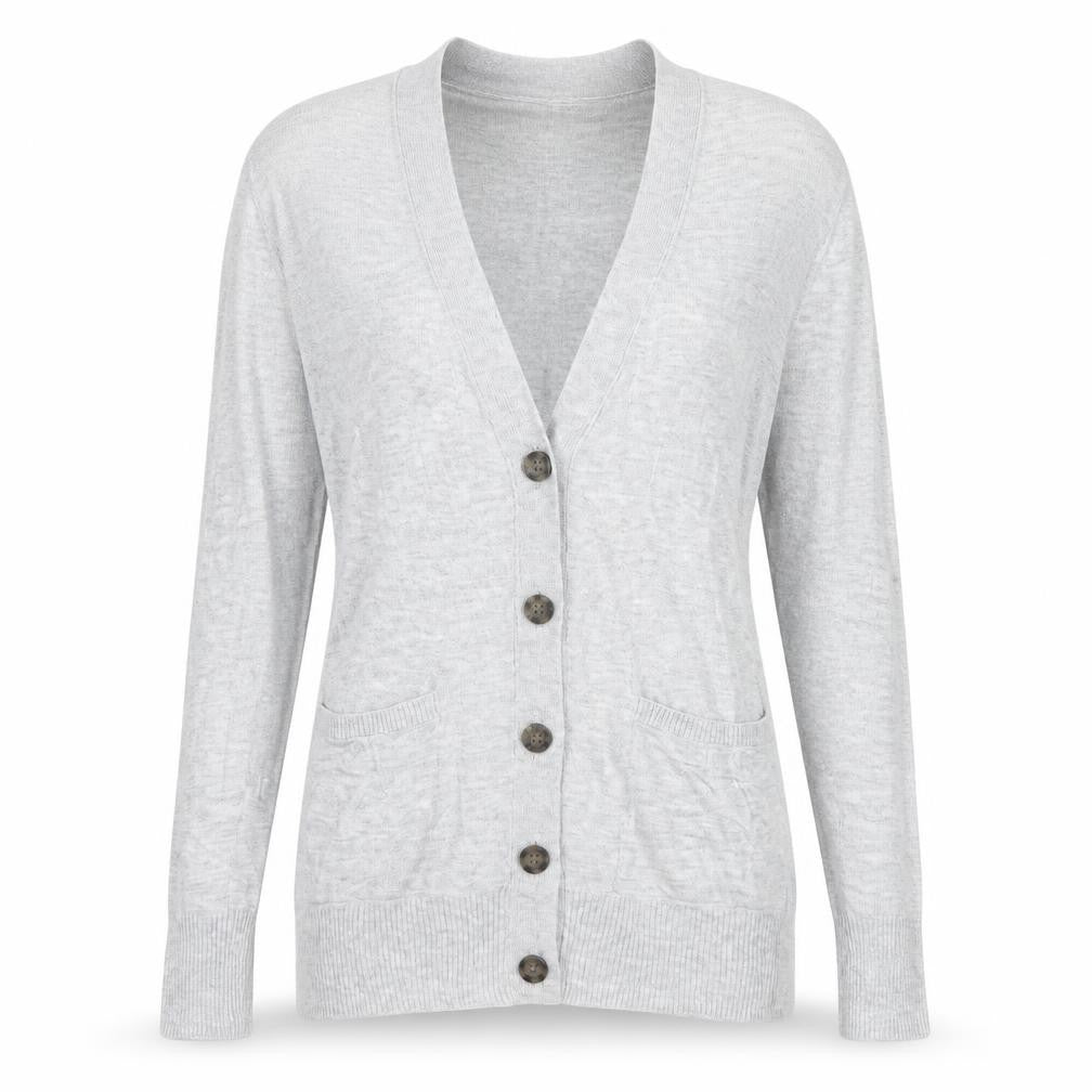 Hollister Women Grey Knit Long Sleeve Button Cardigan Small
