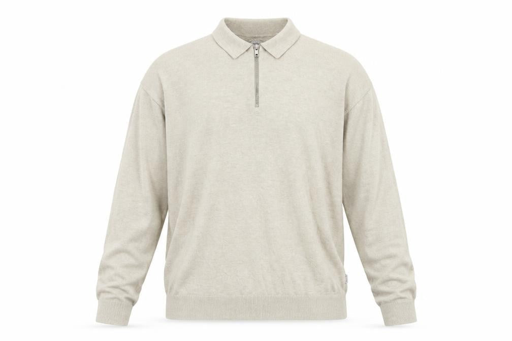 Jack & Jones Men's Beige Collared 1/4 Zip Knit Jumper XL