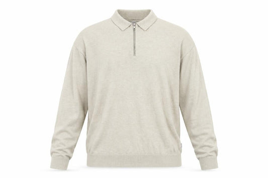 Jack & Jones Men's Beige Collared 1/4 Zip Knit Jumper XL