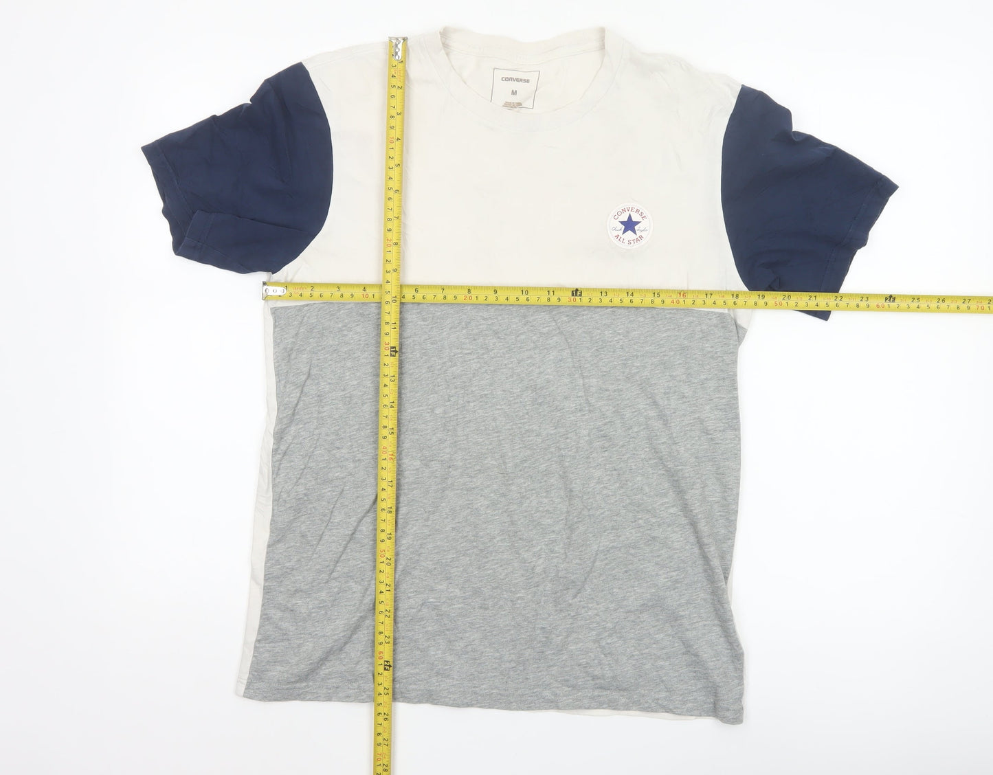 Converse Men's Grey Colourblock Crew Neck Short Sleeve T-Shirt M