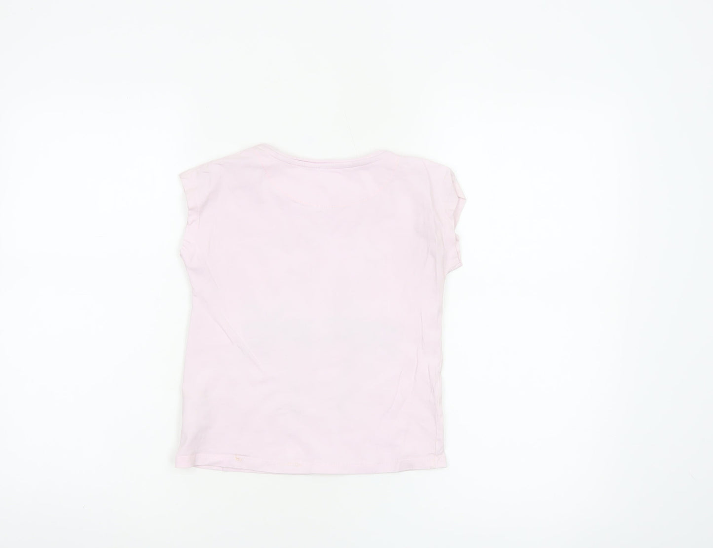 John Lewis Teens Pink Short Sleeve Beach Embroidered T-Shirt Size 6