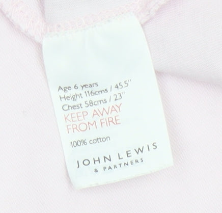 John Lewis Teens Pink Short Sleeve Beach Embroidered T-Shirt Size 6