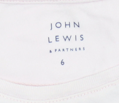 John Lewis Teens Pink Short Sleeve Beach Embroidered T-Shirt Size 6