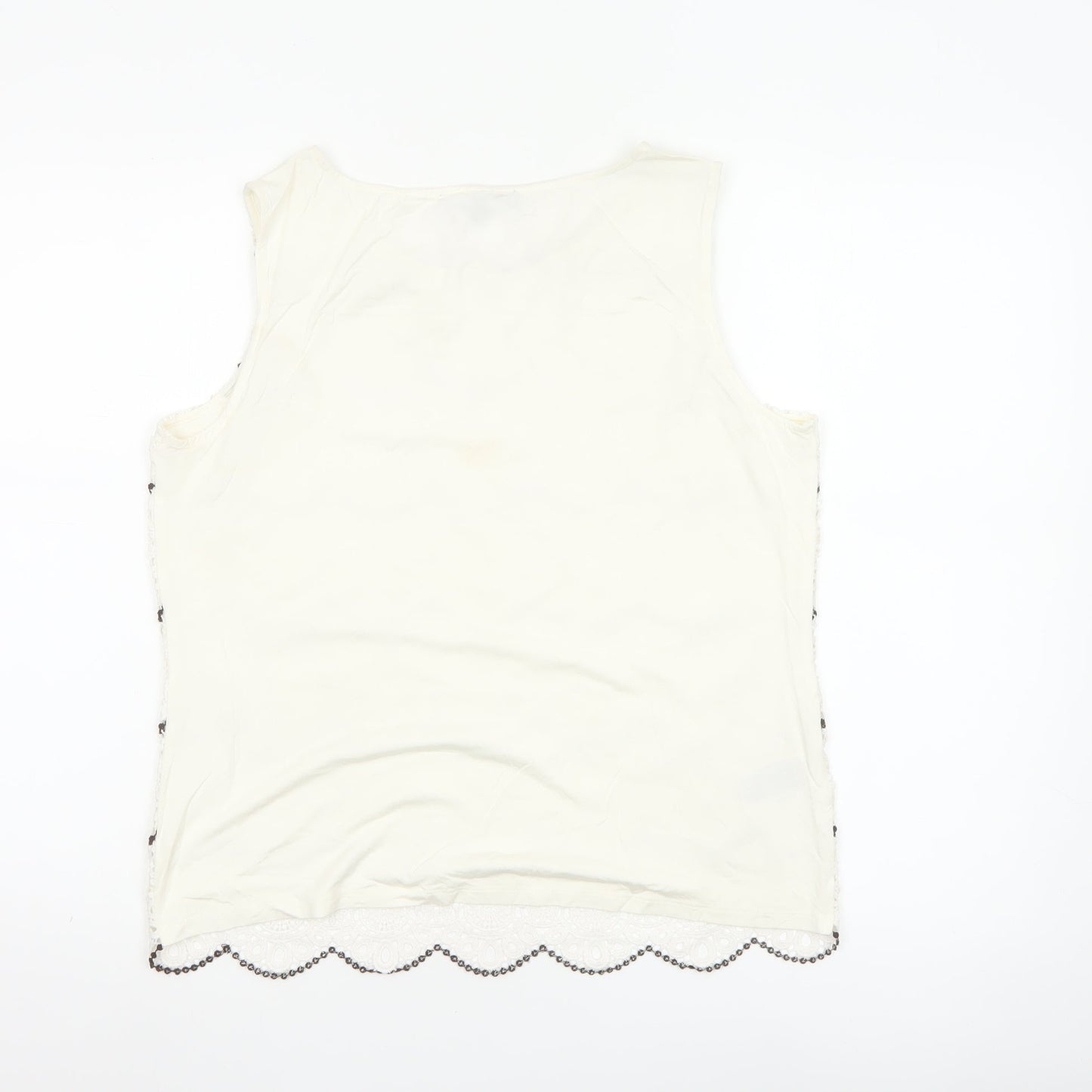Laura Ashley Women’s Ivory Lace Sleeveless Blouse UK 12