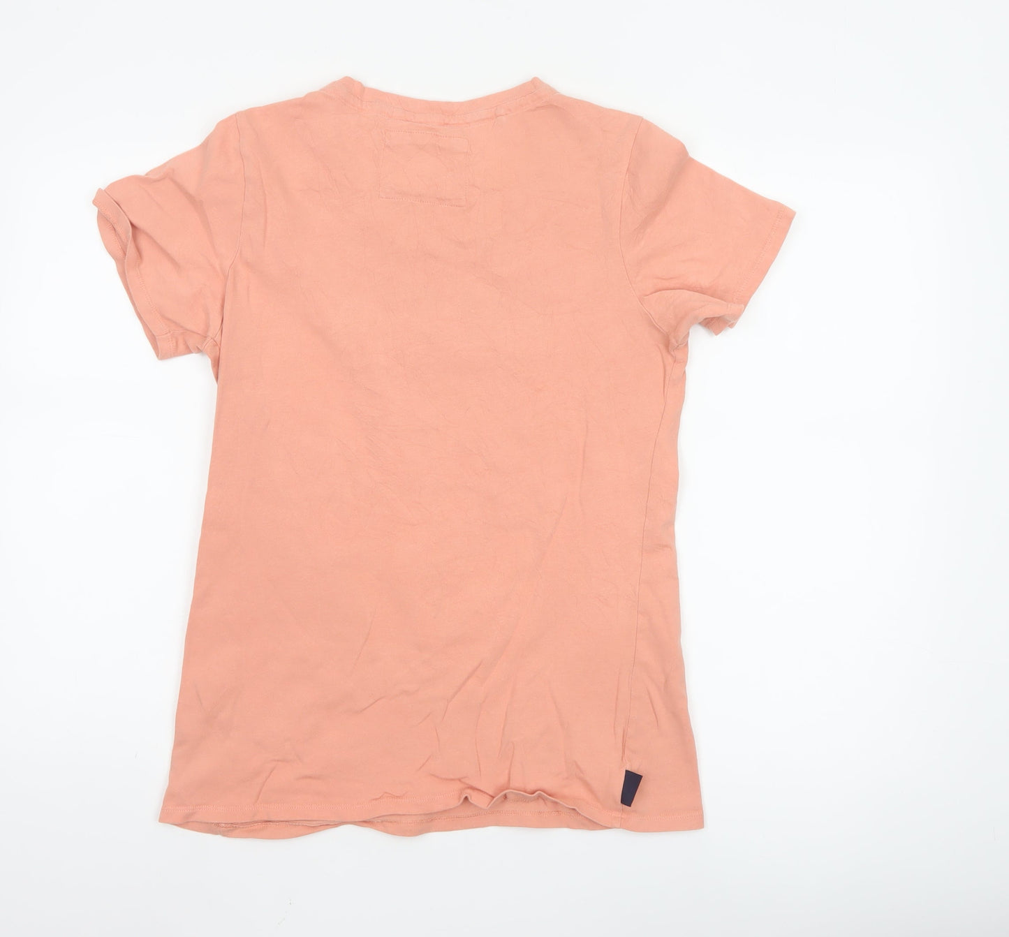 Diesel Men's Peach Cotton Crew Neck Graphic T-Shirt Size L