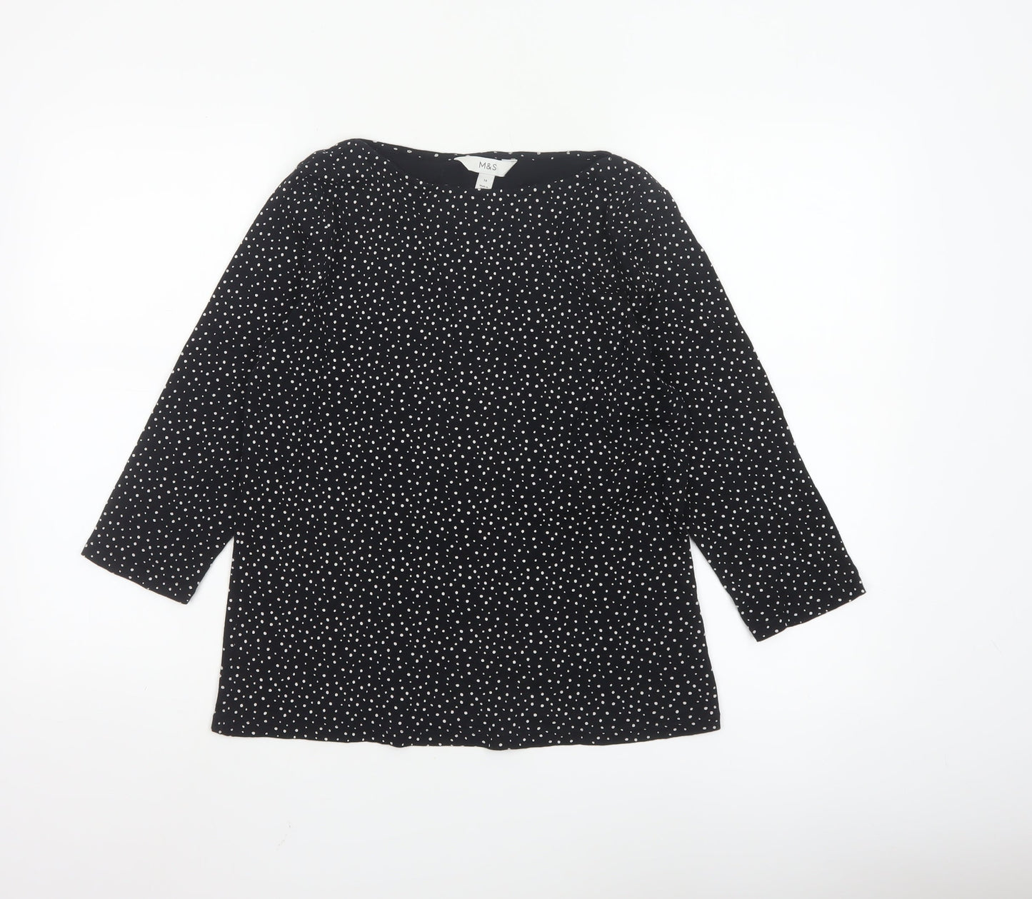 Marks and Spencer Women’s Black Polka Dot Cotton Tunic Blouse Size 14