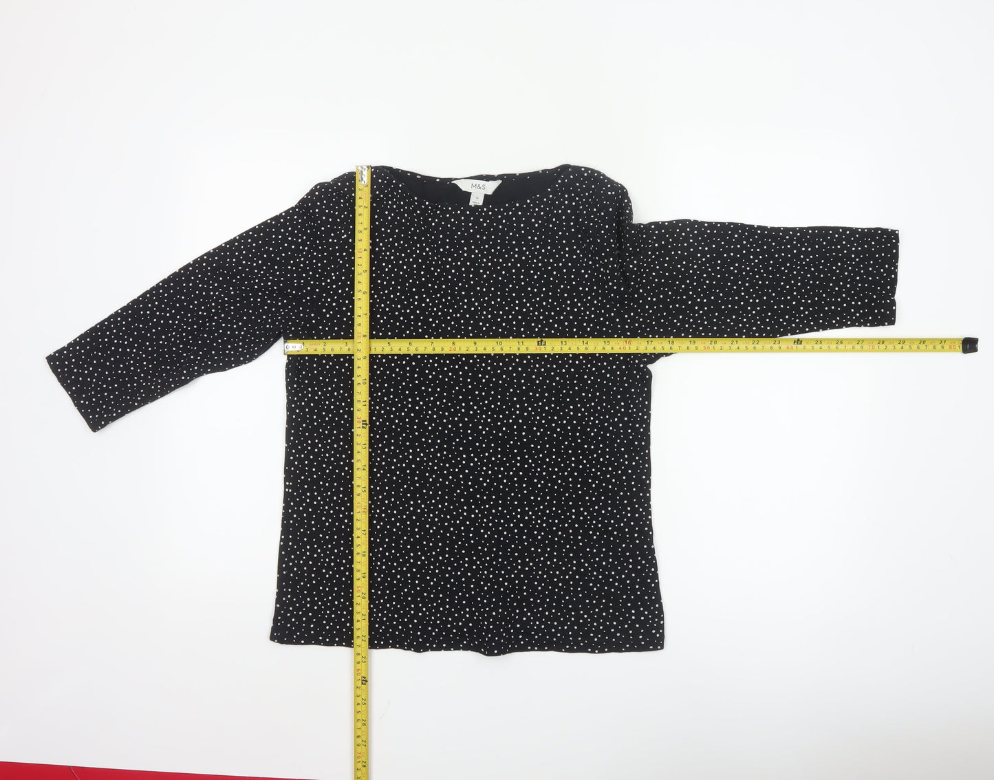 Marks and Spencer Women’s Black Polka Dot Cotton Tunic Blouse Size 14