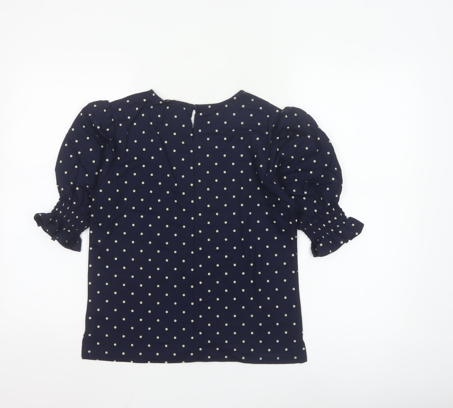 Warehouse Women's Blue Polka Dot Puff Sleeve Blouse UK 8