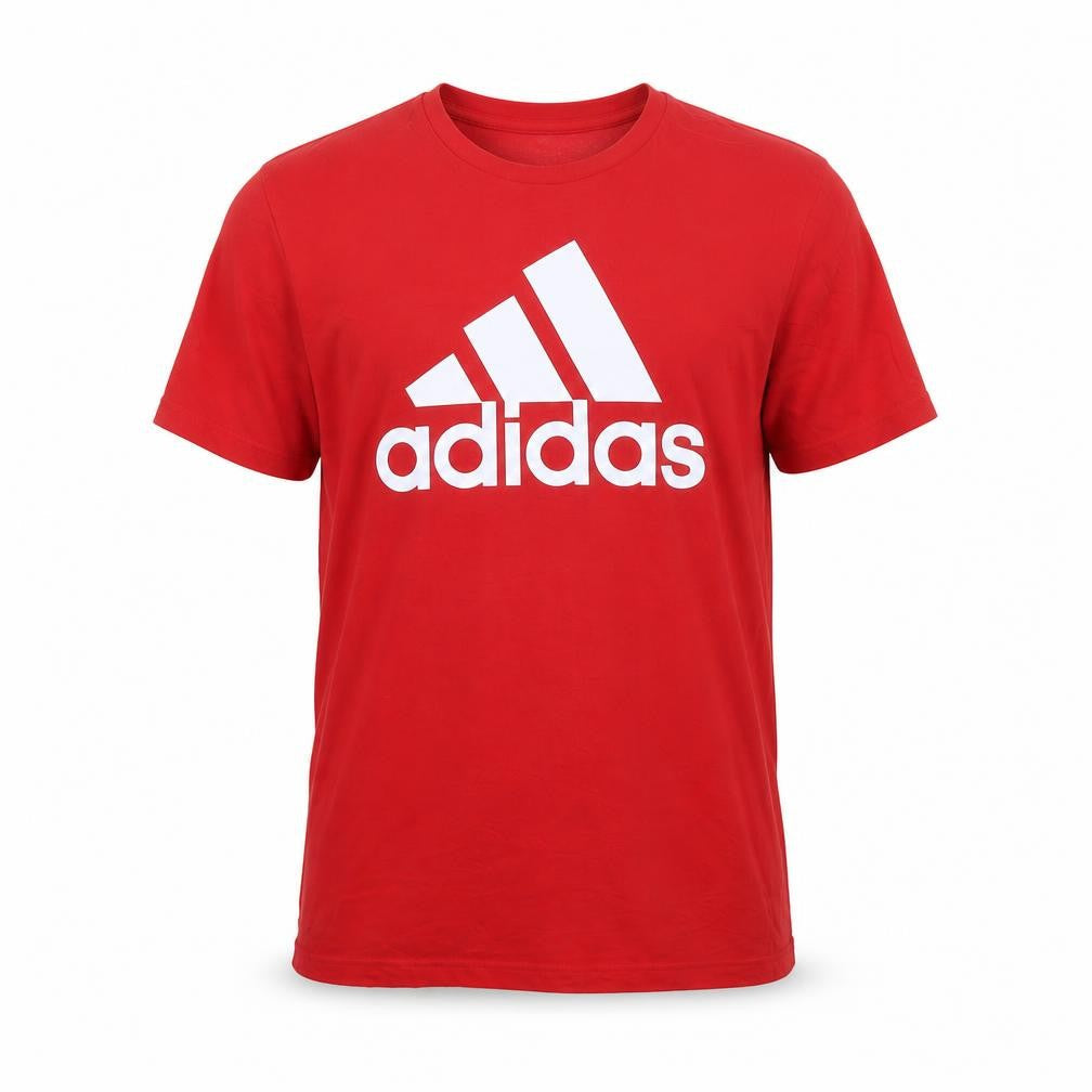 Adidas Men's Red Cotton Graphic Logo T-Shirt M Regular Fit Crew Neck