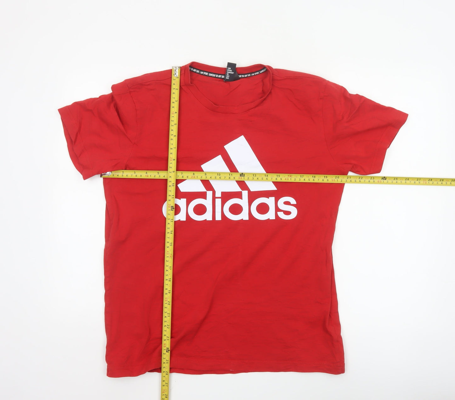 Adidas Men's Red Cotton Graphic Logo T-Shirt M Regular Fit Crew Neck