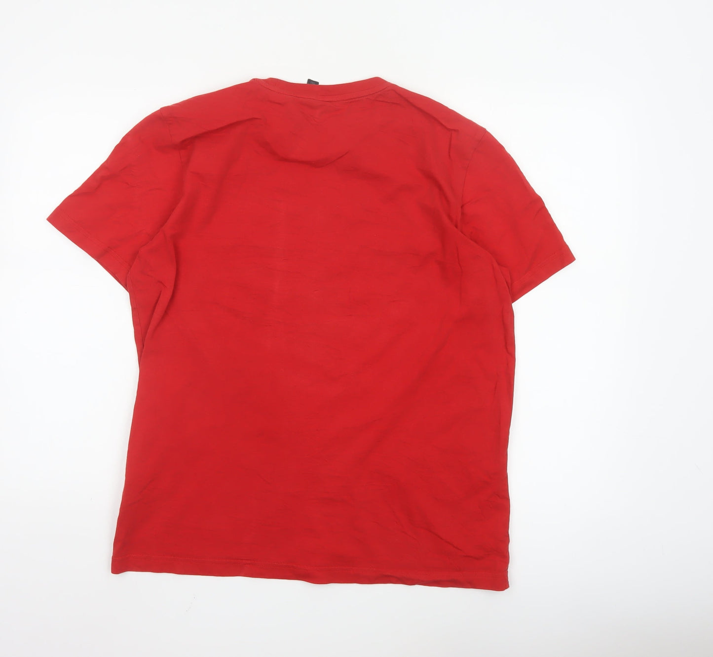 Adidas Men's Red Cotton Graphic Logo T-Shirt M Regular Fit Crew Neck