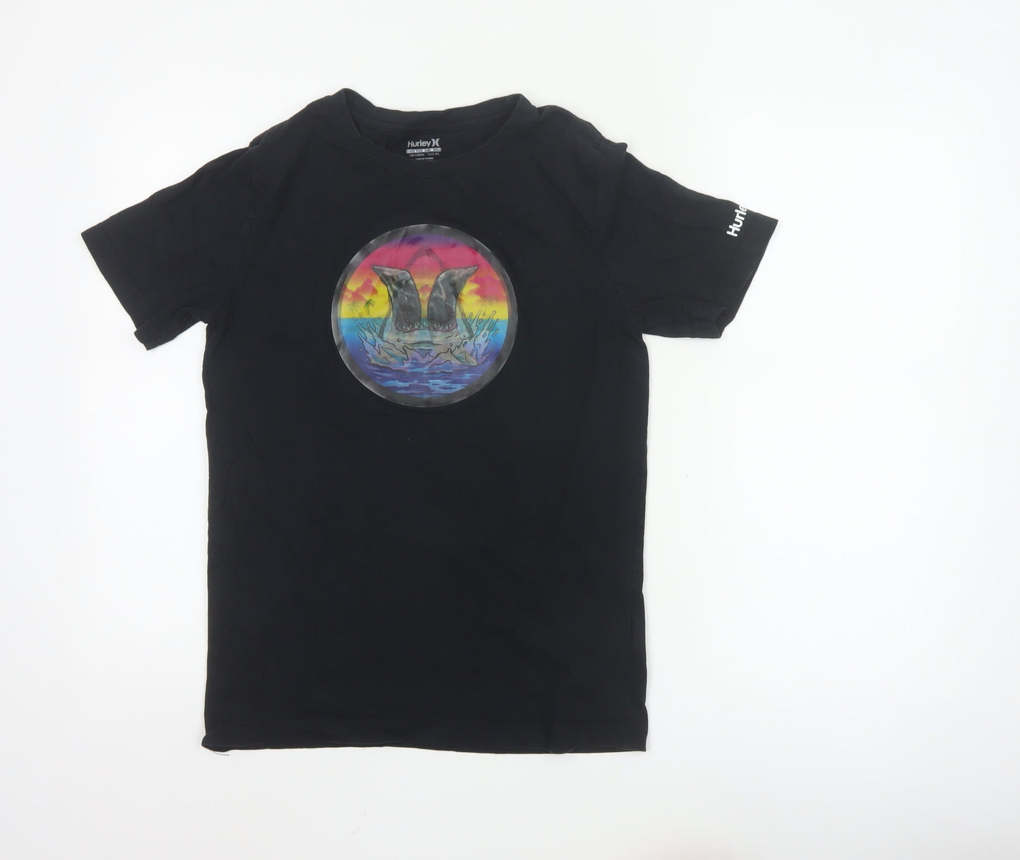 Hurley Boys Black Graphic Surf T-Shirt 12-13 Years Short Sleeve Cotton