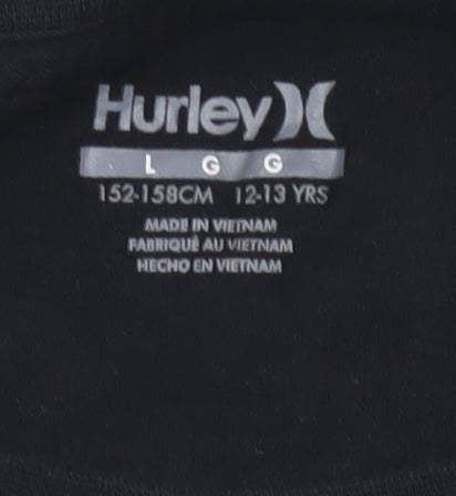 Hurley Boys Black Graphic Surf T-Shirt 12-13 Years Short Sleeve Cotton