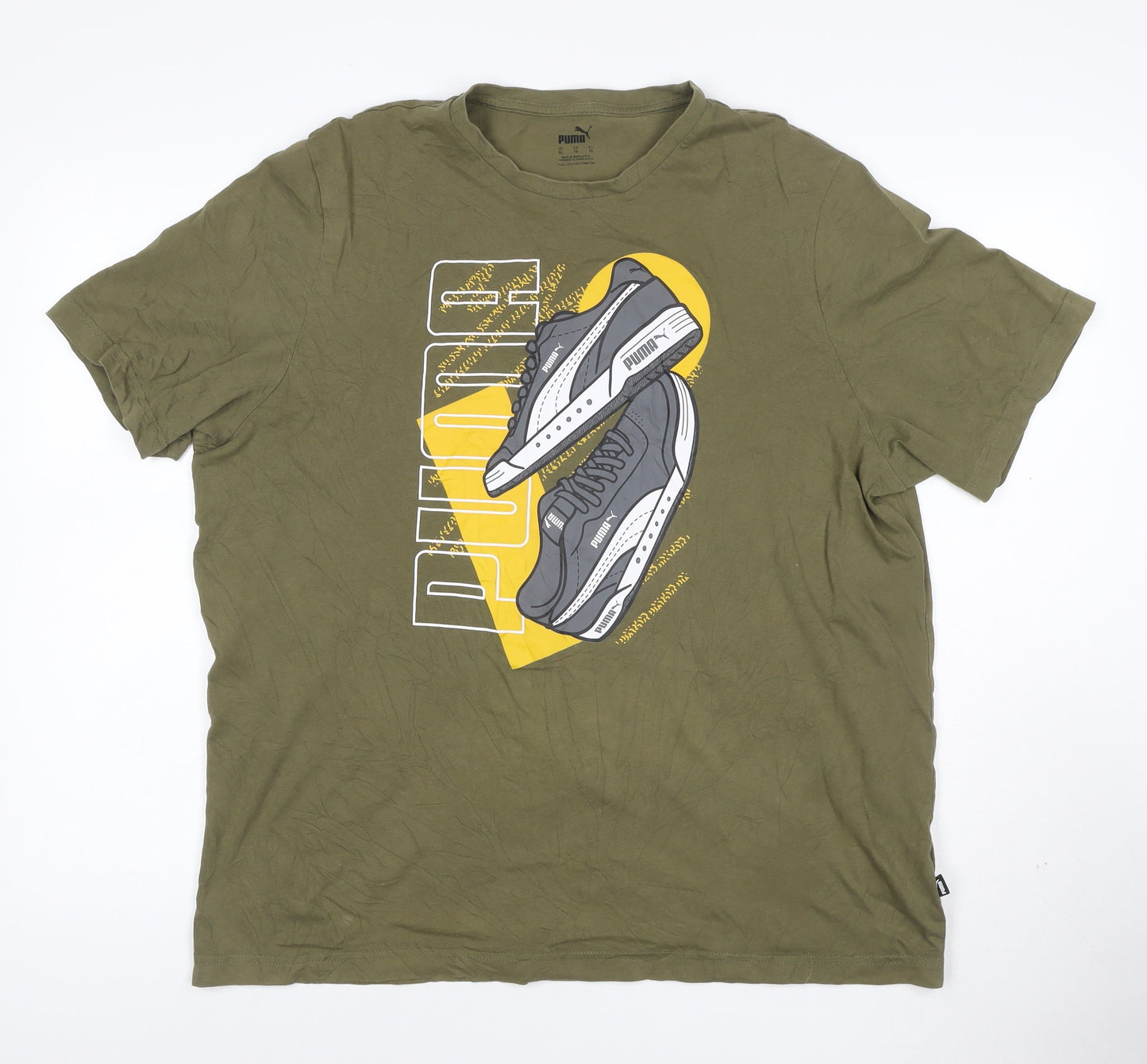Puma Men’s Green XL Graphic Print Cotton Crew Neck T-Shirt