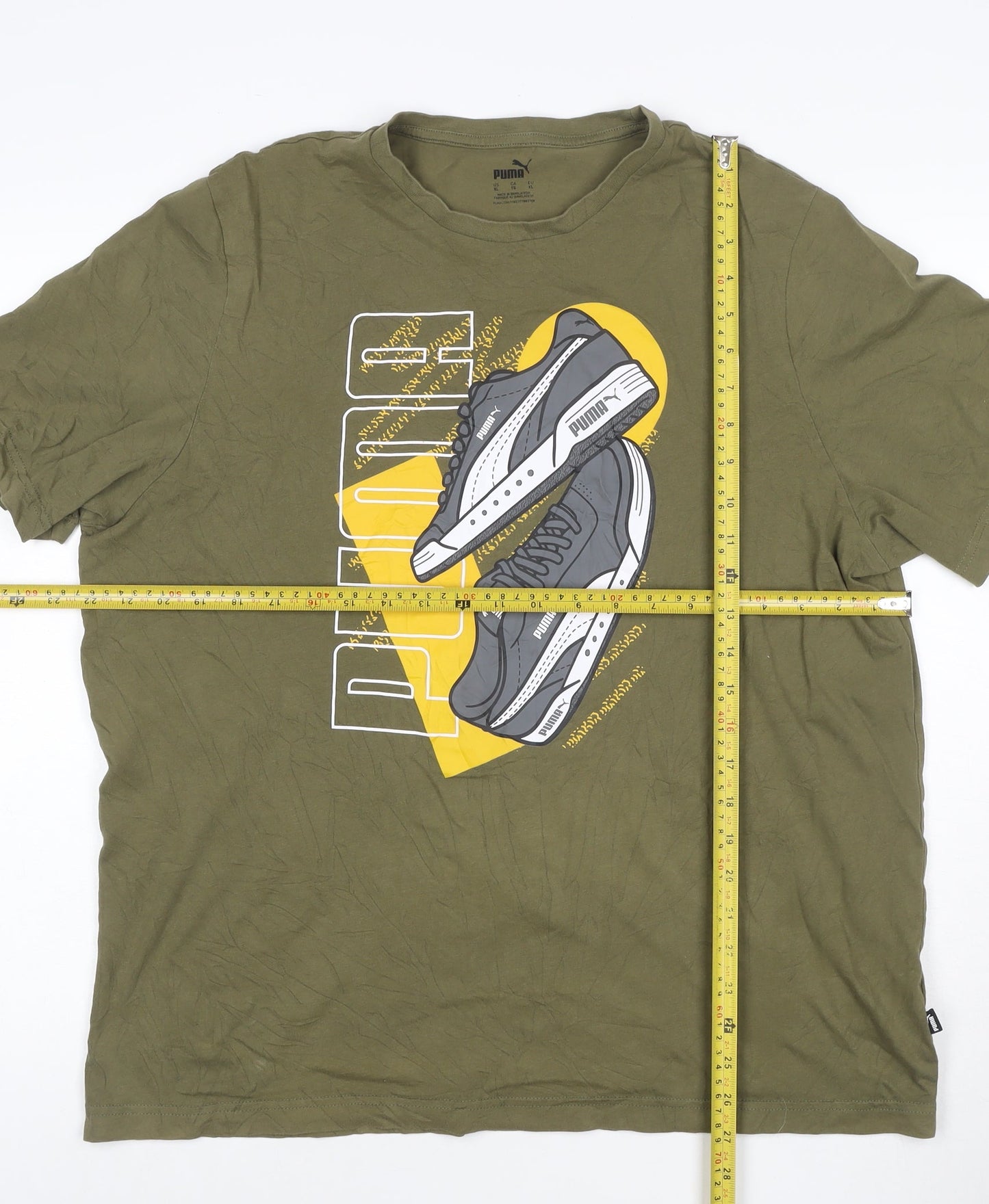 Puma Men’s Green XL Graphic Print Cotton Crew Neck T-Shirt