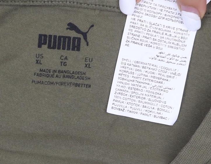 Puma Men’s Green XL Graphic Print Cotton Crew Neck T-Shirt