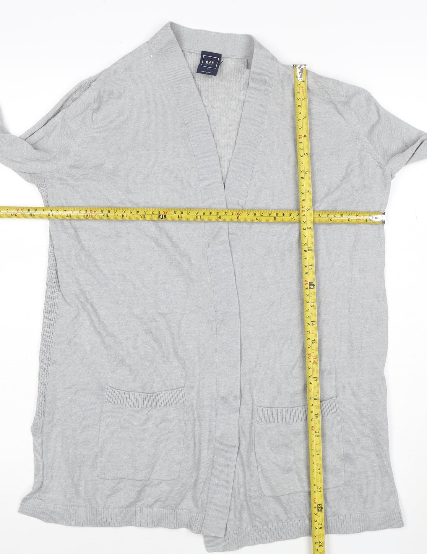 GAP Women's Grey V-Neck Open Knit Long Sleeve Cardigan Size S