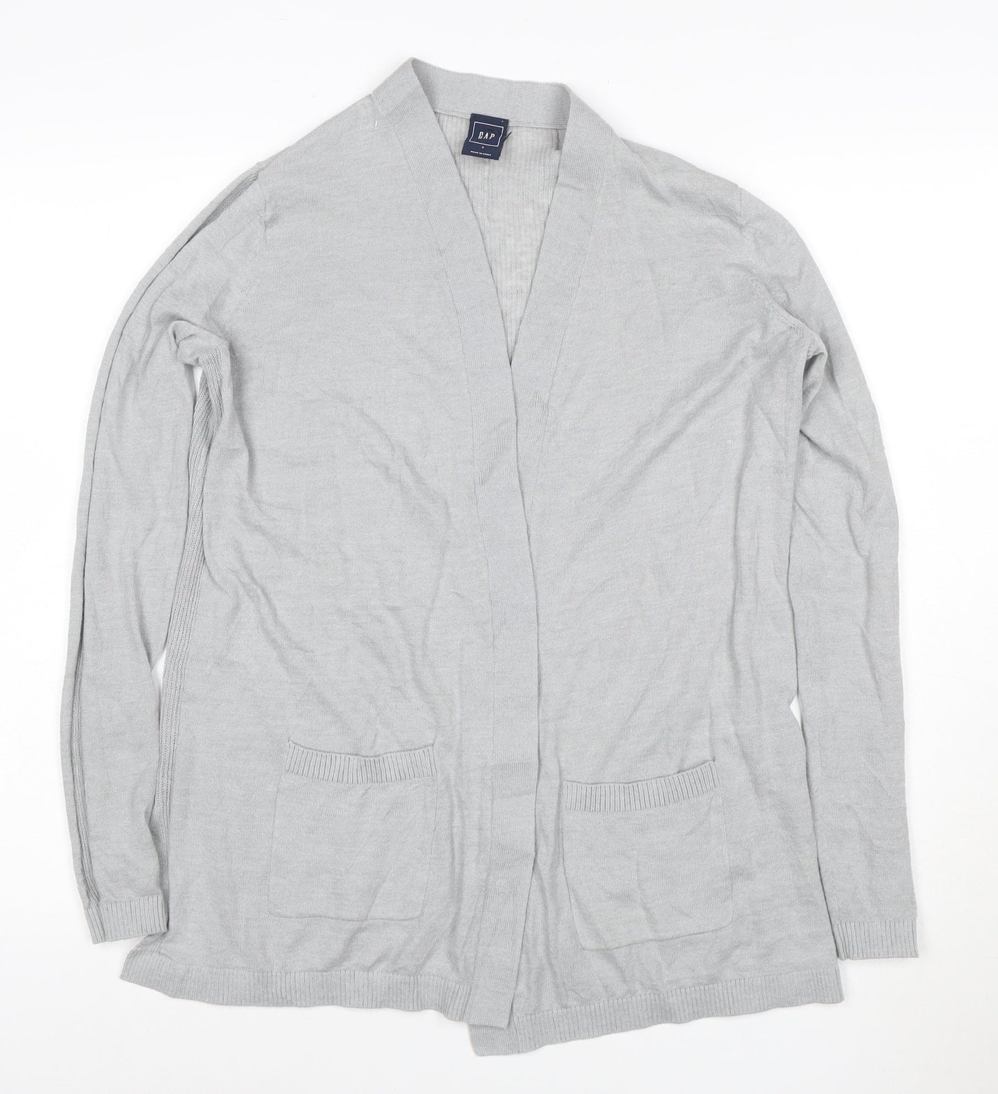 GAP Women's Grey V-Neck Open Knit Long Sleeve Cardigan Size S