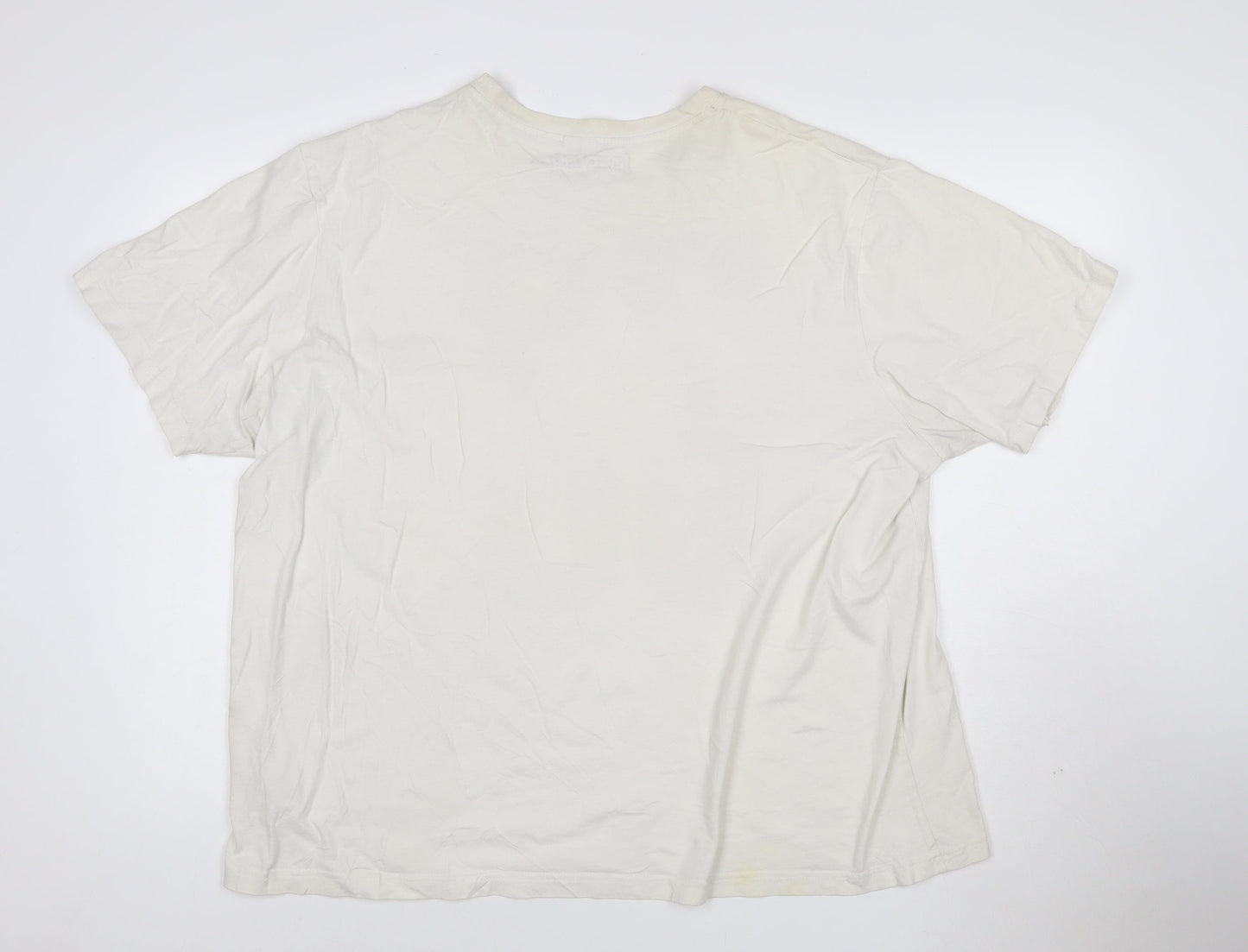 Jacamo Men’s White XL 70s 80s Graphic Print Cotton Crew Neck T-Shirt
