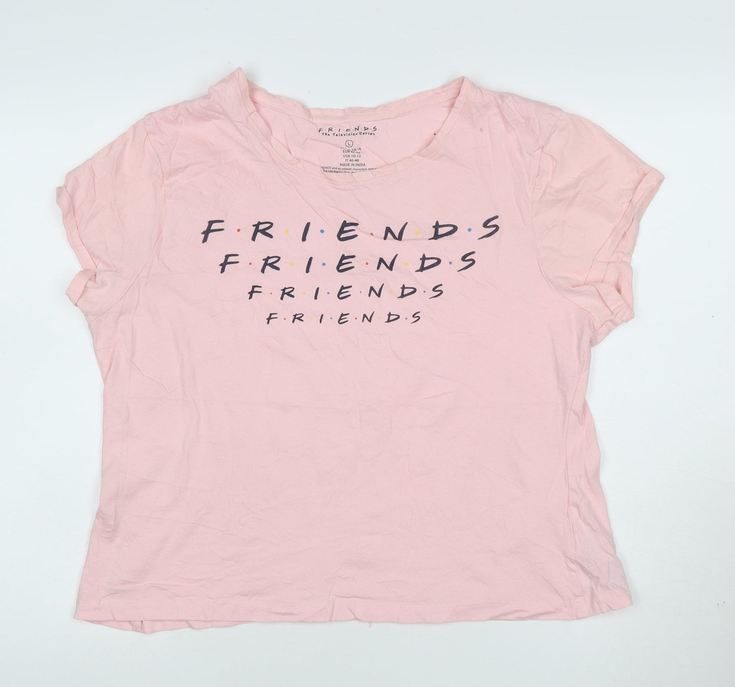 Friends Women's Pink Short Sleeve Cotton T-Shirt Size L