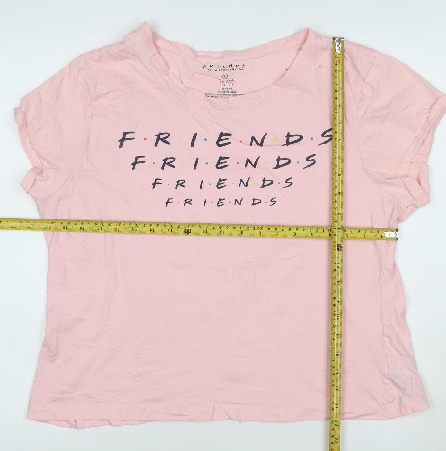 Friends Women's Pink Short Sleeve Cotton T-Shirt Size L