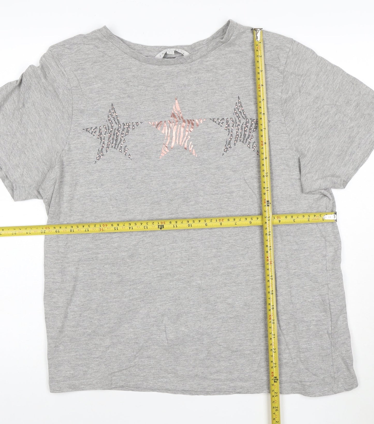 Amara Reya Womens Grey Sequin Star T-Shirt Size XL