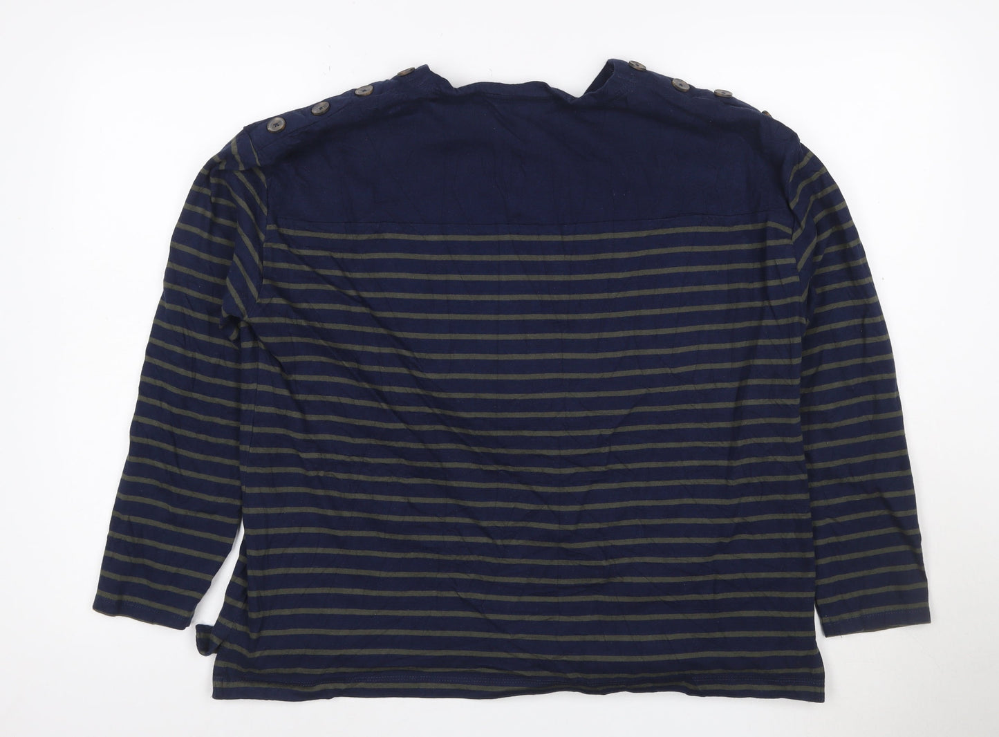 ISLE Women’s Blue Striped Long Sleeve Cotton Boat Neck Top Size 18-20