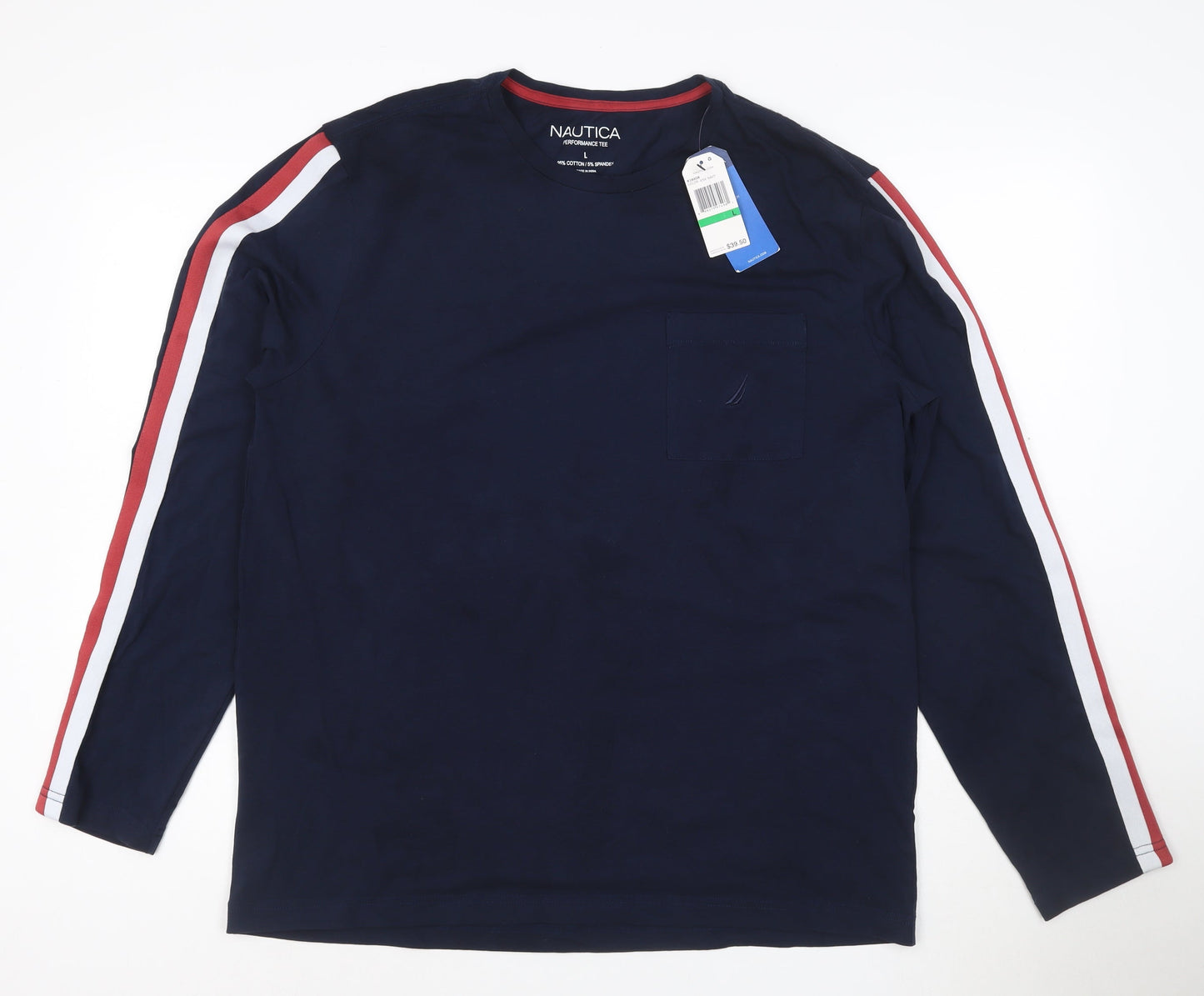Nautica Men Blue Long Sleeve Performance T-Shirt L