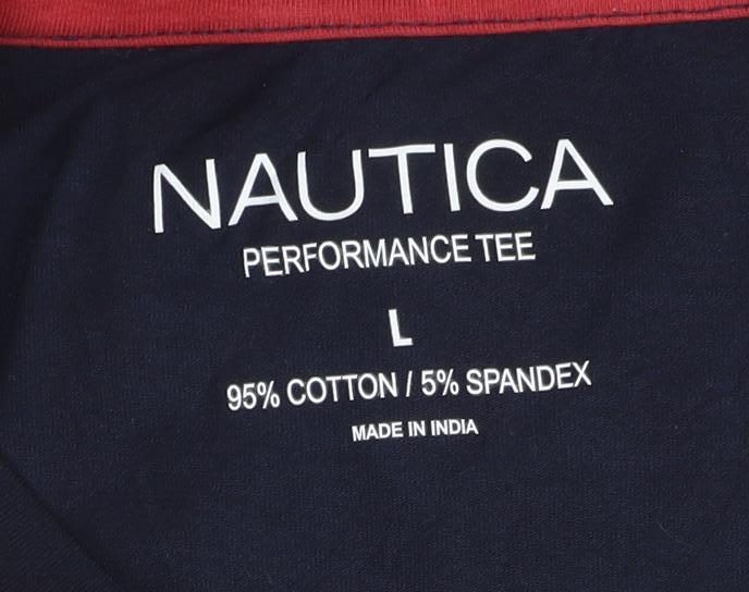 Nautica Men Blue Long Sleeve Performance T-Shirt L