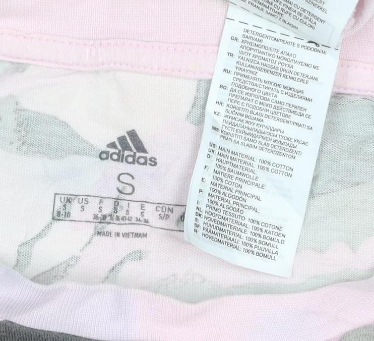 Adidas Womens Multicoloured Camouflage Cotton T-Shirt Size S