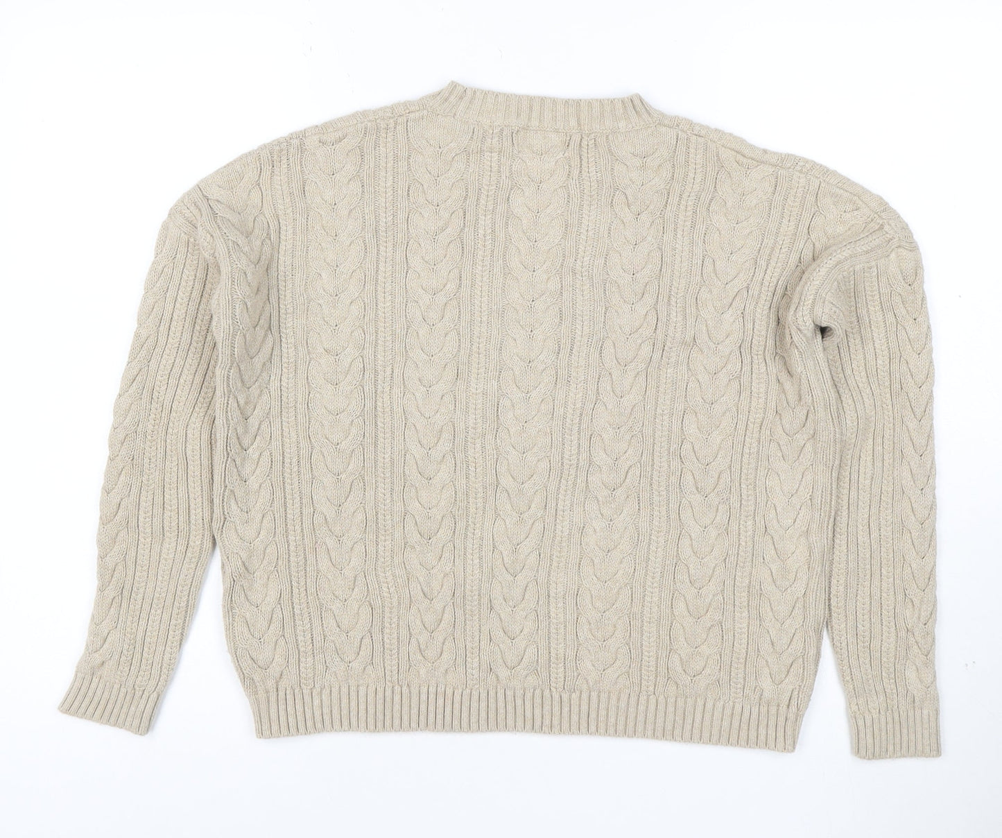 Superdry Women's Beige Cable-Knit Wool Jumper Size 8