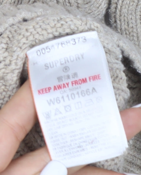 Superdry Women's Beige Cable-Knit Wool Jumper Size 8