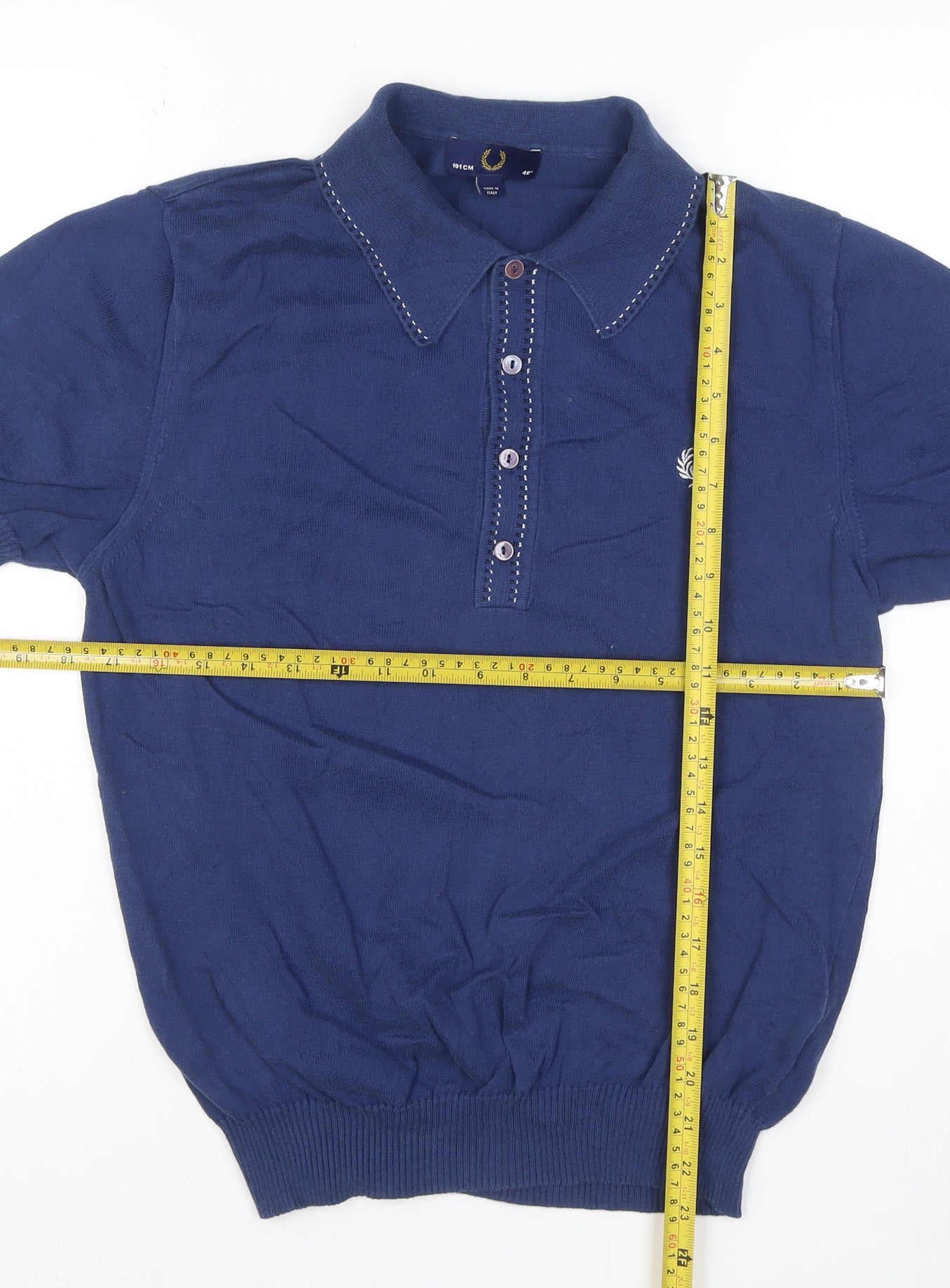 Fred Perry Women's Blue Cotton Polo Shirt Size 12 Classic Fit