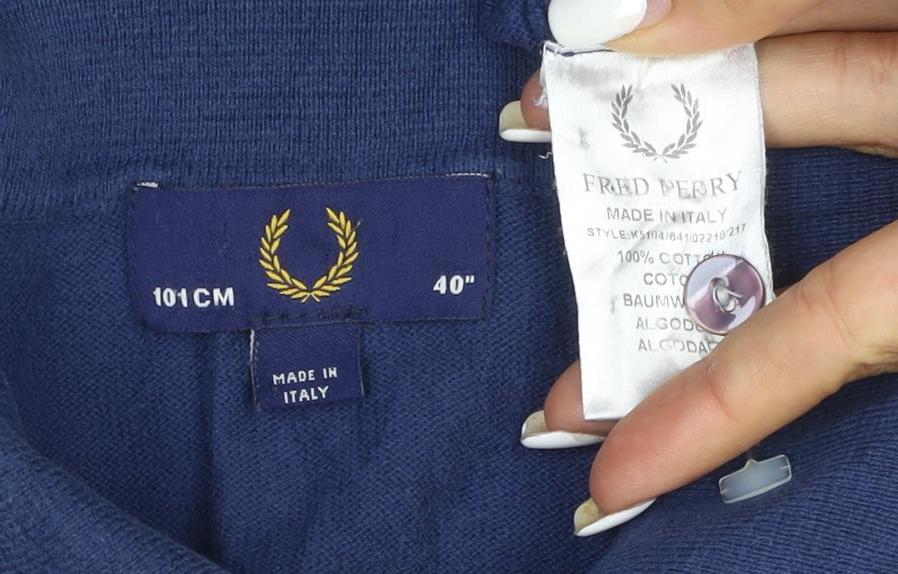 Fred Perry Women's Blue Cotton Polo Shirt Size 12 Classic Fit