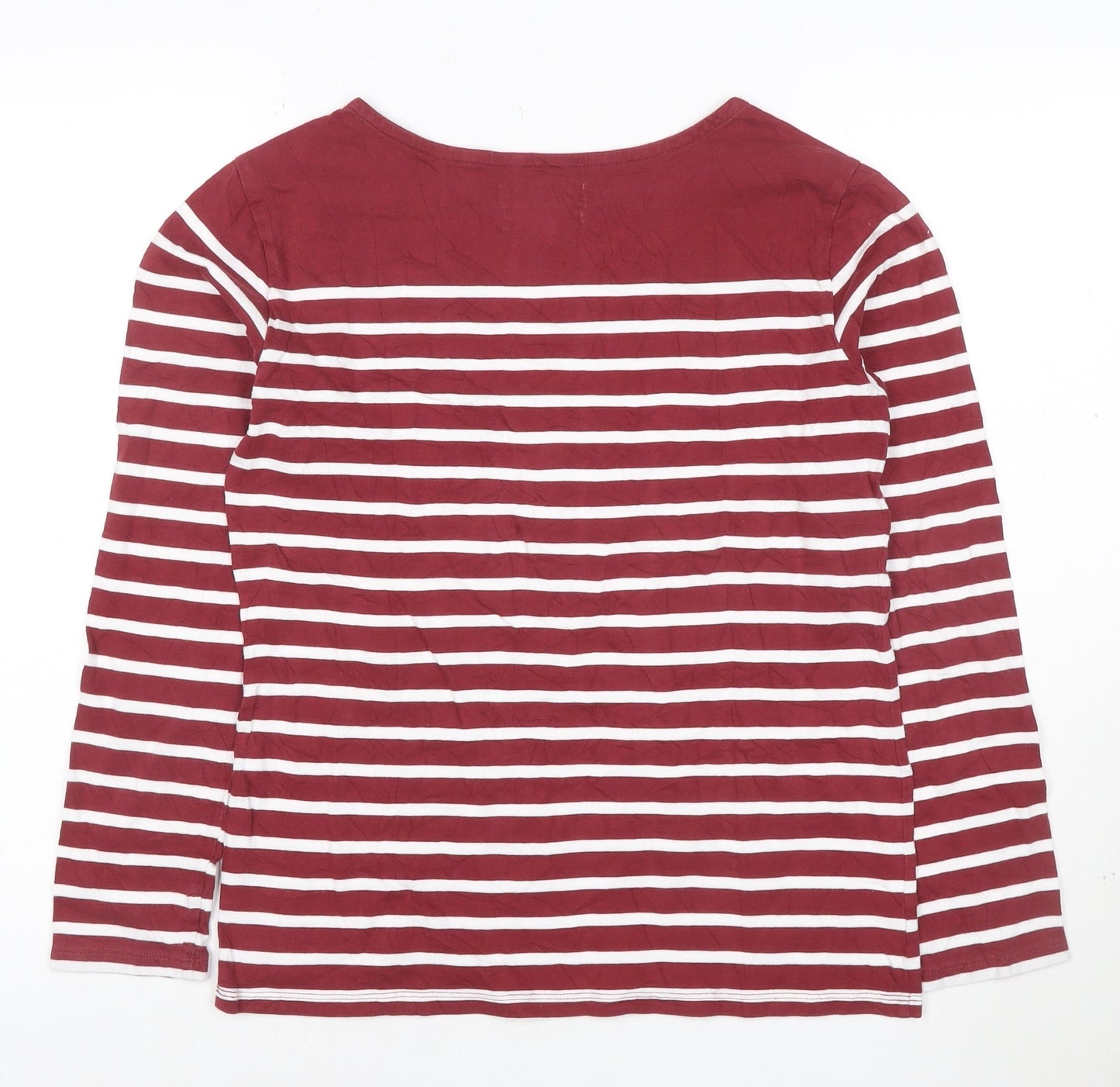 Seasalt Women Red Striped Organic Cotton Long Sleeve Sailor Shirt Size 10