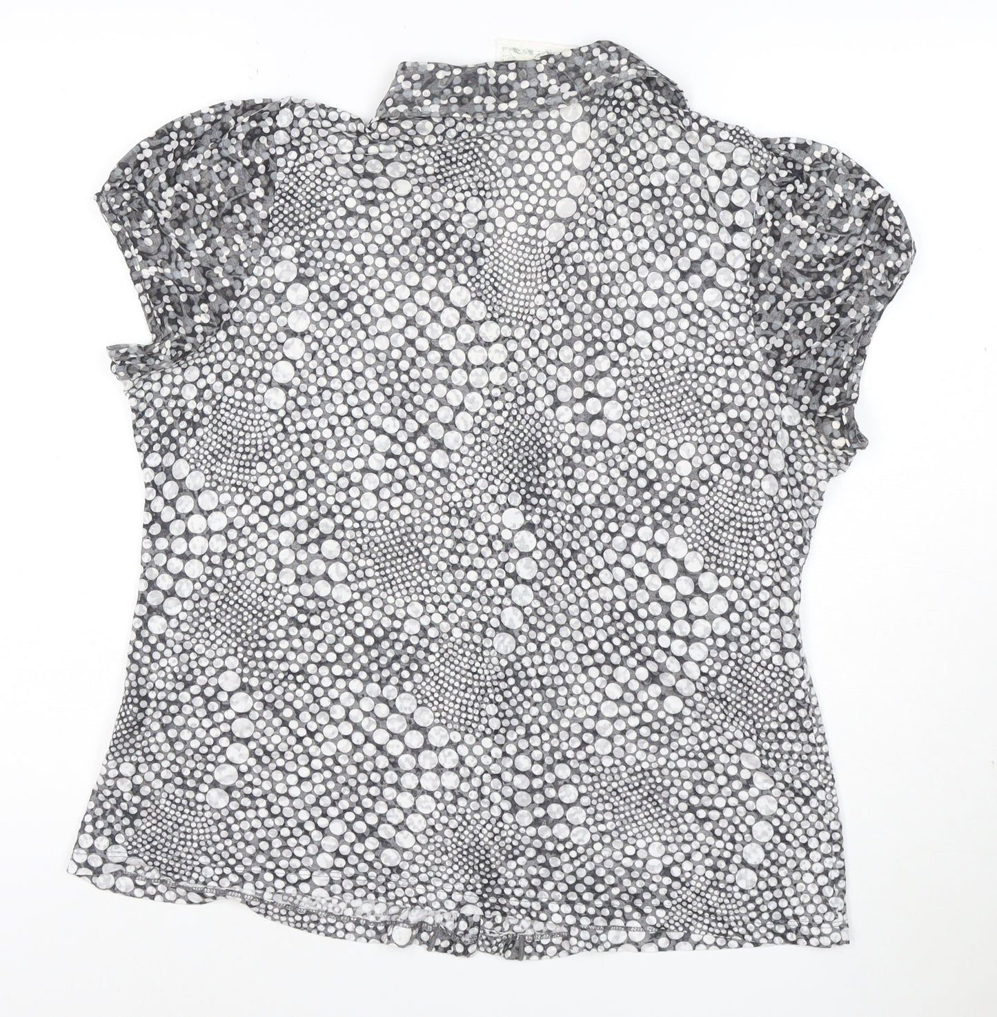 Per Una Women Grey Polka Dot Ruffle Mesh Blouse Size 20