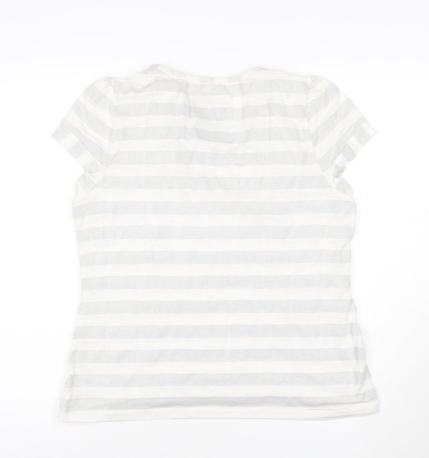 Betty Jackson Black Womens White Striped Cowl Neck Short Sleeve Top Size 18