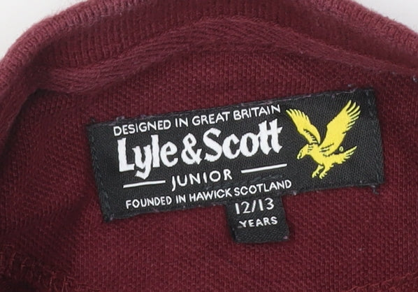 Lyle & Scott Boys Red Polo Shirt 12-13 Years Short Sleeve Cotton Top