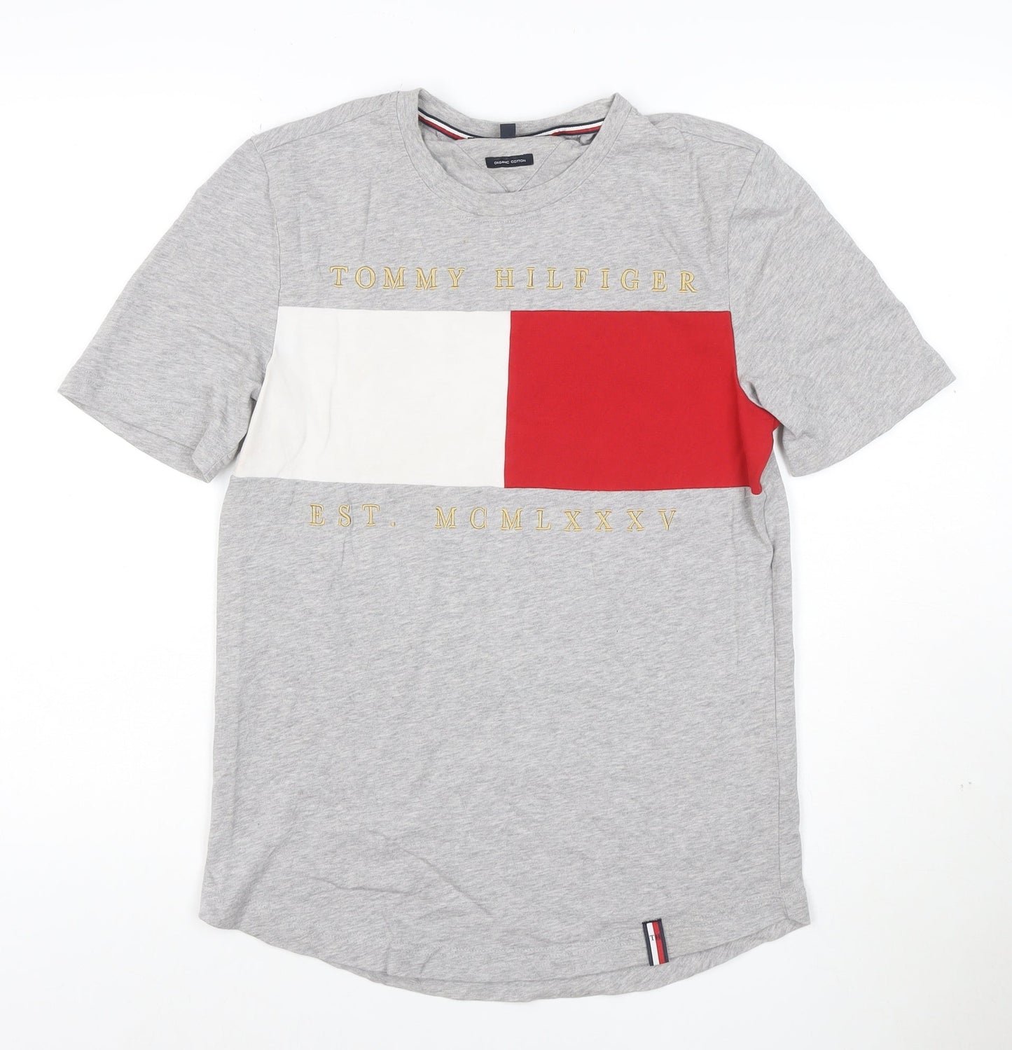 Tommy Hilfiger Unisex Grey Colourblock Cotton T-Shirt Size S