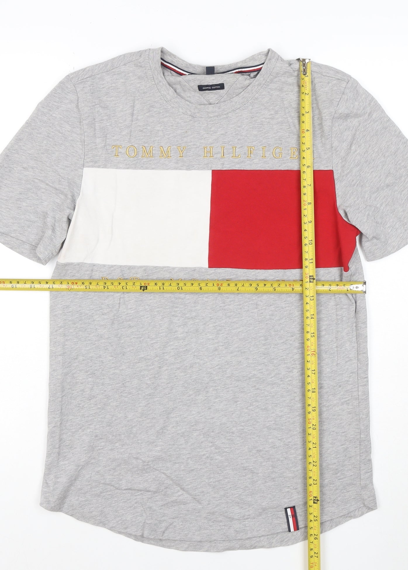 Tommy Hilfiger Unisex Grey Colourblock Cotton T-Shirt Size S
