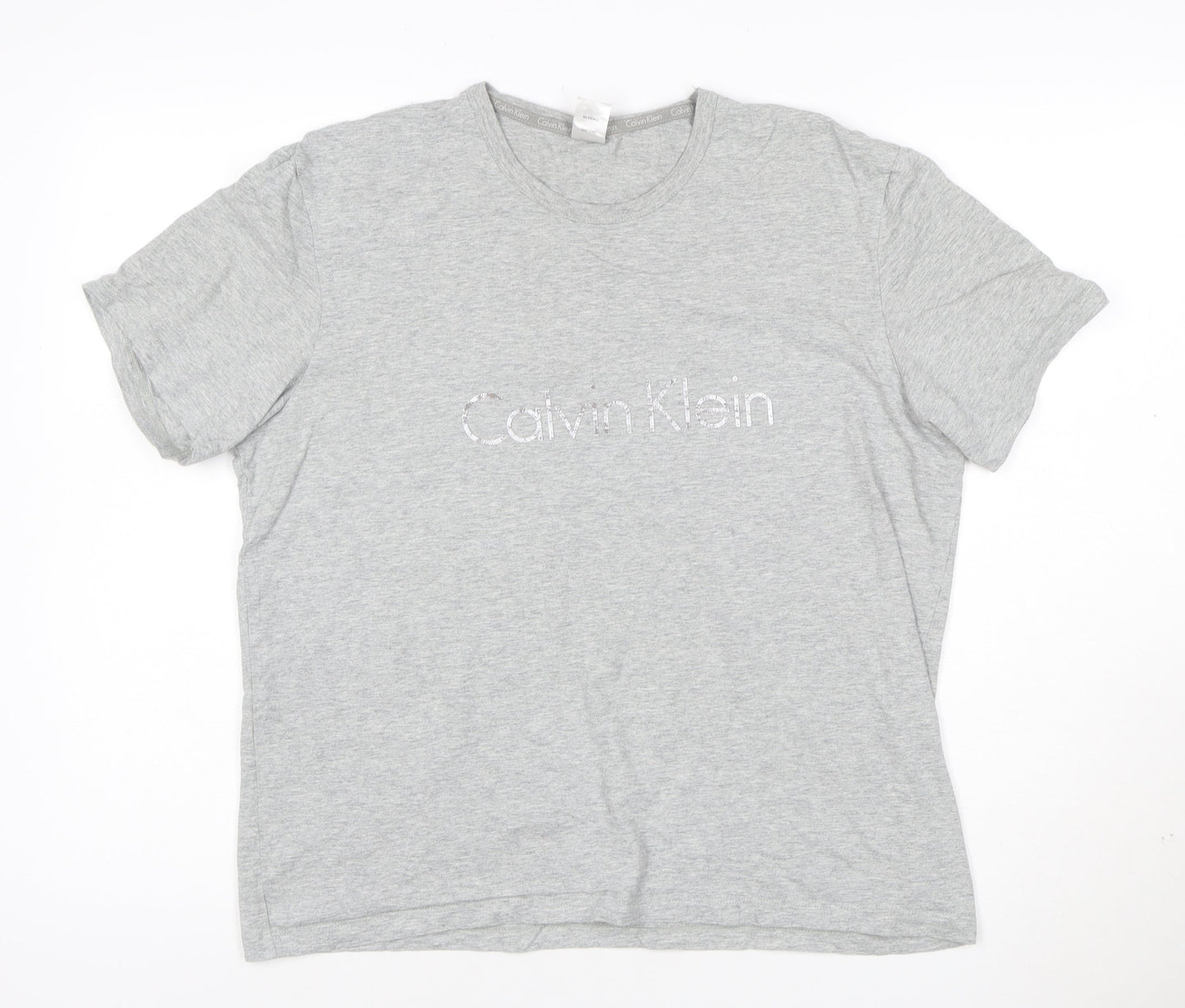 Calvin Klein Women's Grey Cotton Logo T-Shirt Size L
